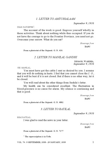 The Complete Works of Mahatma Gandhi Volume 74