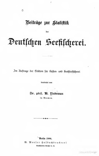 Beiträge zur Statistik der Deutschen Seefischerei