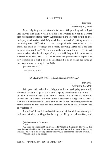 The Complete Works of Mahatma Gandhi Volume 94
