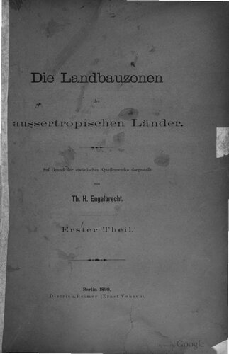 Die Landbauzonen der aussertropischen Länder. Auf Grund der statistischen Quellenwerke dargestellt