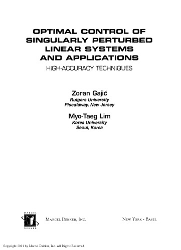 Optimal Control of Singularly Perturbed Linear Systems and Applications (Automation and Control Engineering)