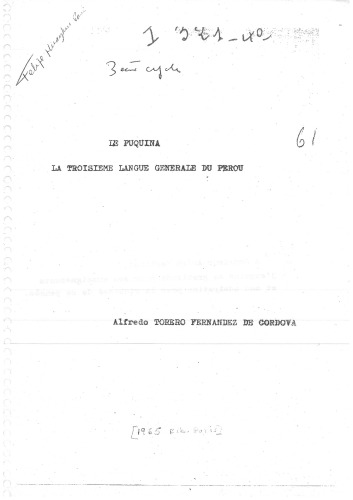 Le Puquina : La troisième langue générale du Pérou