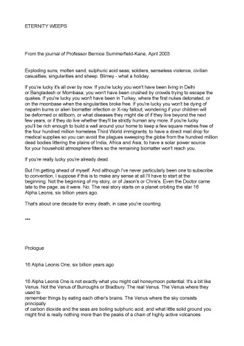 Eternity Weeps (Doctor Who: The New Adventures)