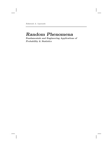 Random Phenomena: Fundamentals of Probability and Statistics for Engineers