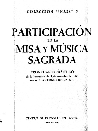 Participación en la Misa y Música Sagrada - Prontuario Práctico
