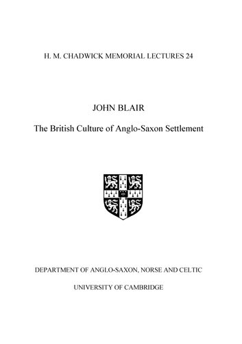 The British Culture of Anglo-Saxon Settlement