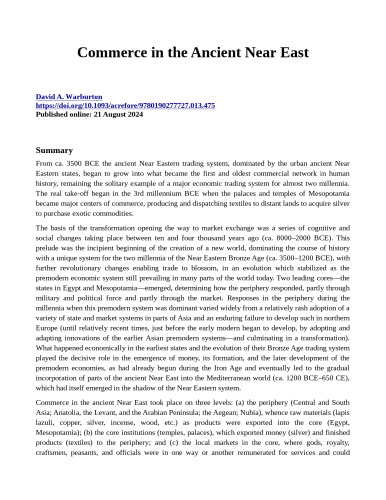 Commerca in the Ancient Near East