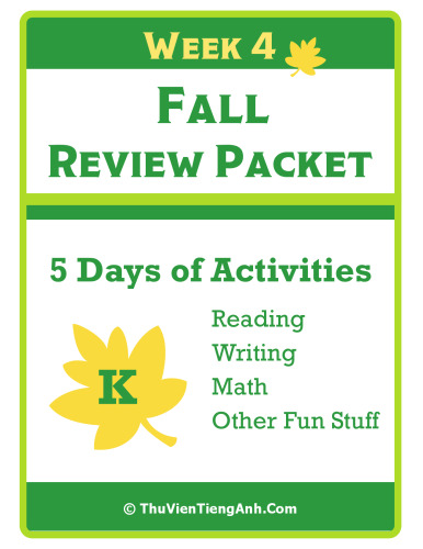 Kindergarten Fall Review Packet – Week 4