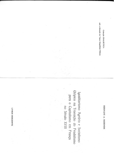 Igualitarismo agrário e socialismo utópico na trasição do feudalismo para o capitalismo em França no século VXIII
