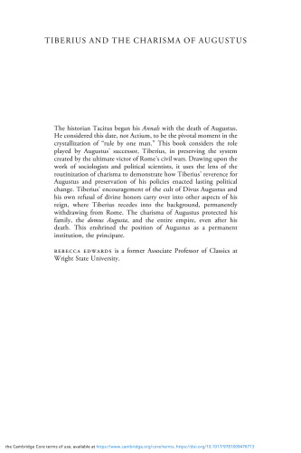 Tiberius and the Charisma of Augustus: The Principate Enshrined