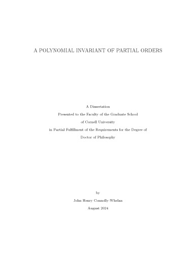 [Dissertation] A polynomial invariant of partial orders
