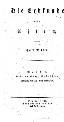 Die Erdkunde von Asien / West-Asien; Der Übergang von Ost- nach West-Asien