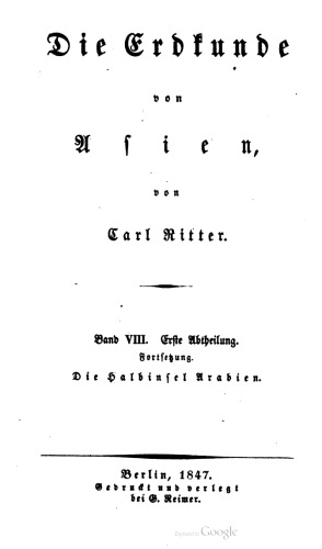 Die Erdkunde von Asien / Halbinsel Arabien