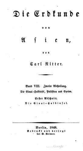 Die Erdkunde von Asien / Die Halbinsel Sinai, Palästina und Syrien : Die Sinai-Halbinsel