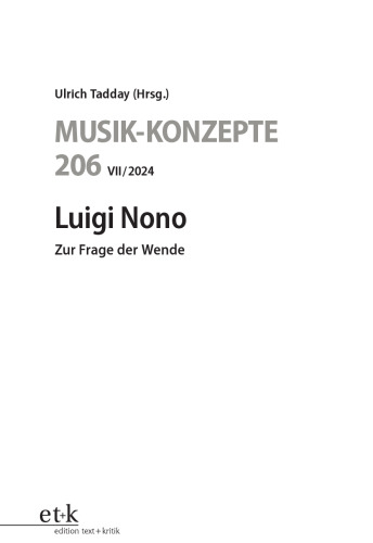 Luigi Nono : Zur Frage der Wende