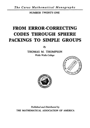From Error-Correcting Codes Through Sphere Packings to Simple Groups