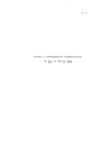 [Dissertation] Toward a Comprehensive Understanding of Rta in the Rg Veda