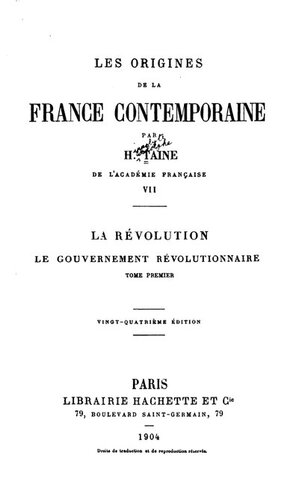 Les Origines de la France contemporaine, tome 3 (1883)