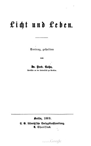 Licht und Leben. Vortrag