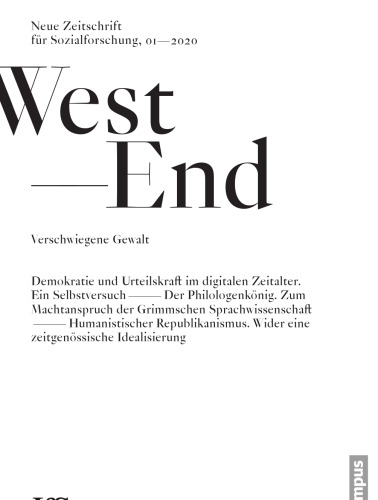 West End. Neue Zeitschrift für Sozialforschung, no. 1, 2020