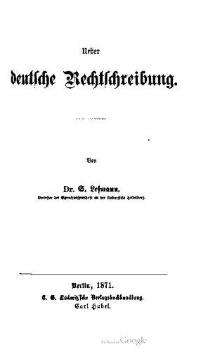 Ueber deutsche Rechtschreibung