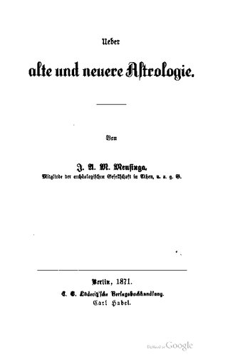 Über alte und neuere Astrologie