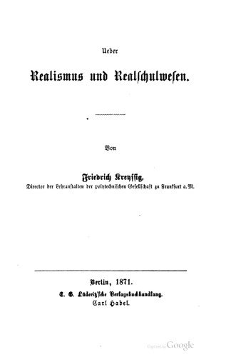 Ueber Realismus und Realschulwesen
