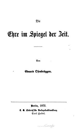 Die Ehre im Spiegel der Zeit