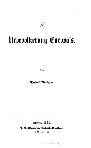 Die Urbevölkerung Europa's