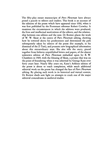 Editing Piers Plowman: The Evolution of the Text