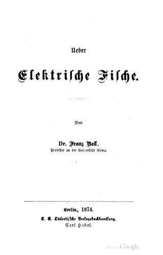 Über elektrische Fische