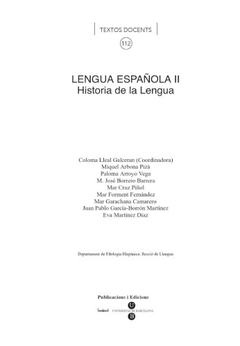 Lengua española II Historia de la lengua