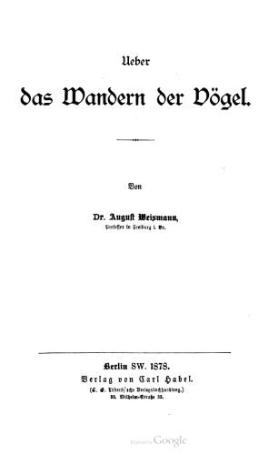 Ueber das Wandern der Vögel