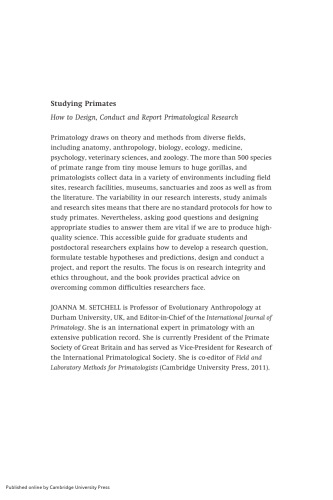 Studying Primates: How to Design, Conduct and Report Primatological Research