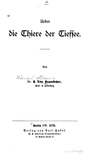 Ueber die Thiere der Tiefsee