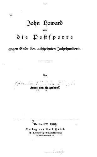John Howard und die Pestsperre gegen Ende des achtzehnten Jahrhunderts