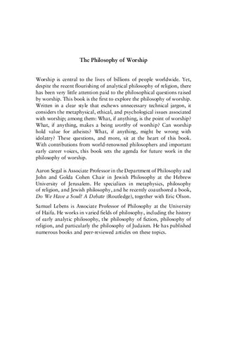 The Philosophy of Worship: Divine and Human Aspects