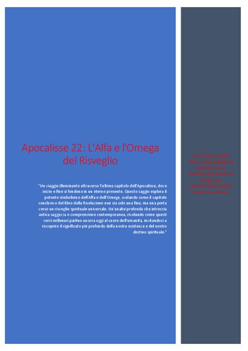 Apocalisse 22: L'Alfa e l'Omega del Risveglio - Tra il fiume della vita, la trascendenza apofatica e la tensione tra potere e progresso nell’orizzonte della nuova creazione