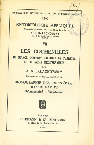 Les cochenilles de France, d'Europe, du Nord de l'Afrique et du Bassin méditerranéen VII. Monographie des Coccoidea, Diaspidinae IV, Odonaspidini - Parlatorini.