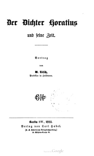 Der Dichter Horatius und seine Zeit. Vortrag