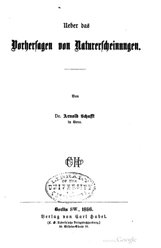 Über das Vorhersagen von Naturerscheinungen