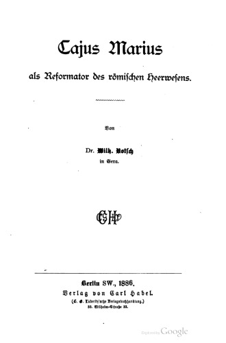 Cajus Marius als Reformator des römischen Heerwesens