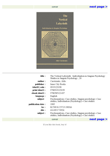Vertical Labyrinth: Individuation in Jungian Psychology (Studies in Jungian Psychology By Jungian Analysts)
