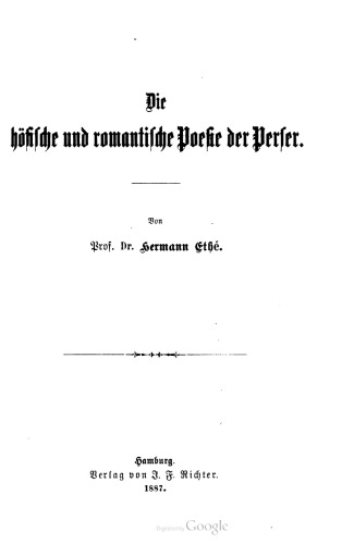 Die höfische und romantische Poesie der Perser