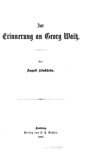 Zur Erinnerung an Georg Waitz