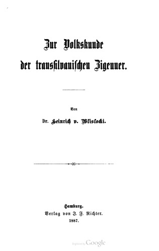 Zur Volkskunde der transsilvanischen Zigeuner
