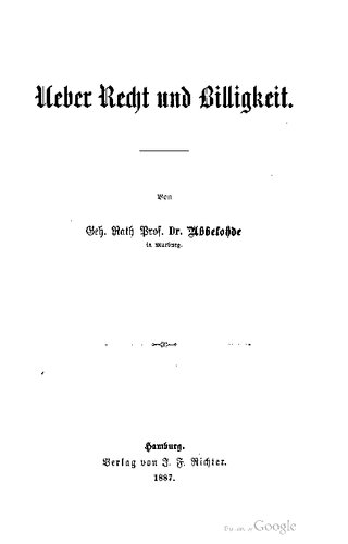 Über Recht und Billigkeit