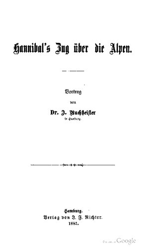 Hannibal's Zug über die Alpen. Vortrag