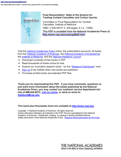 Fluid Resuscitation: State of the Science for Treating Combat Casualties and Civilian Injuries