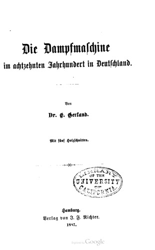 Die Dampfmaschine im achtzehnten Jahrhundert in Deutschland